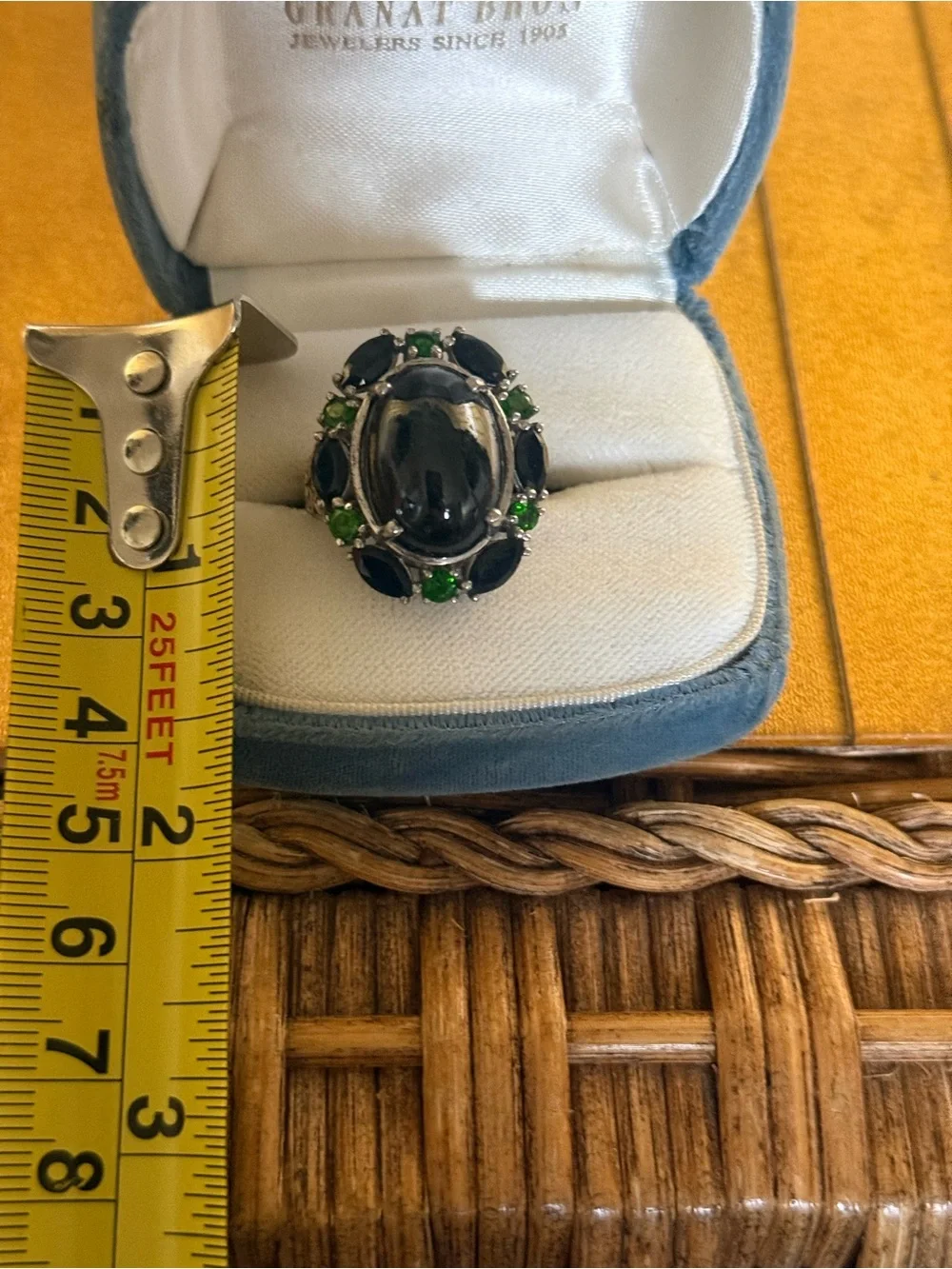 Sterling silver 925 Pardot Blackstar diopside ring